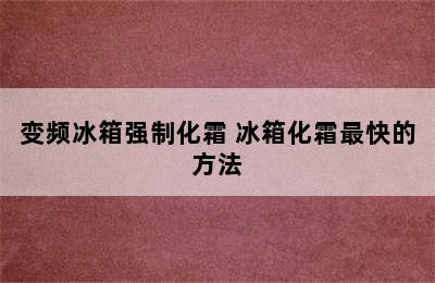 变频冰箱强制化霜 冰箱化霜最快的方法